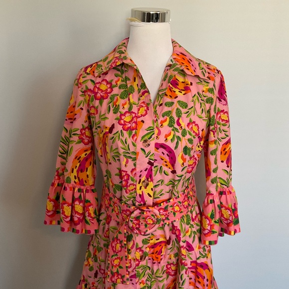 Farm Rio Painted Banana Printed Ruffle Belted Mini Dress Size Small NWOT - Picture 9 of 16